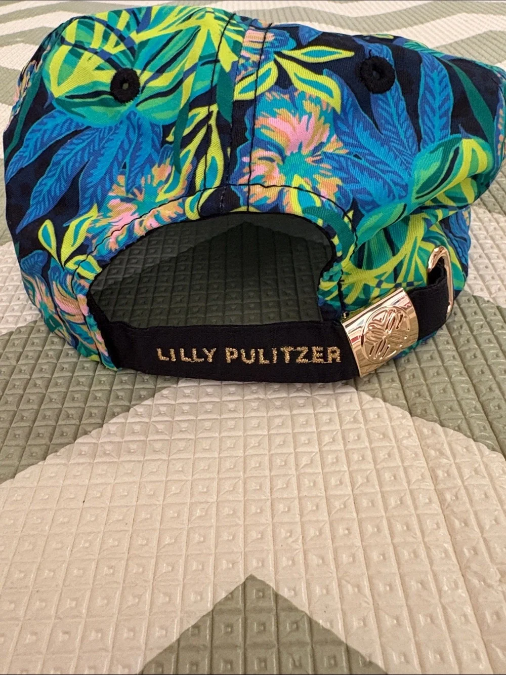 Lilly Pulitzer Navy Tropical Floral Kids Cap with Teal & Lime Accents